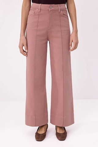 Jean wide legs taille haute - Rose