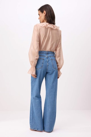 Jeans wide legs a vita alta - Blu