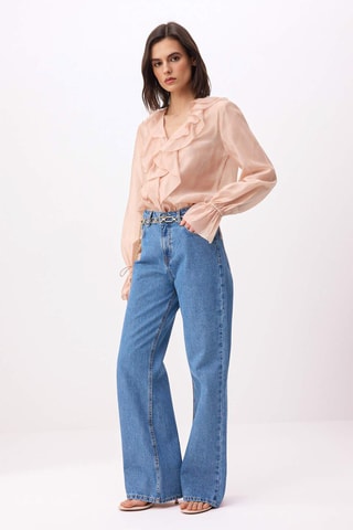 Jeans wide legs a vita alta - Blu