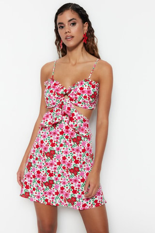 Robe patineuse - Rouge, vert et rose