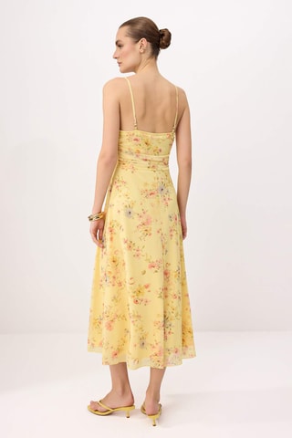 Robe trapèze - Bleu, jaune et rouge