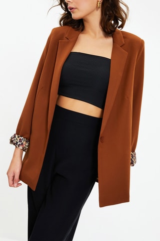 Blazer - Beige, marrón y negro