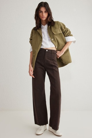 Jeans wide legs a vita alta - Marrone
