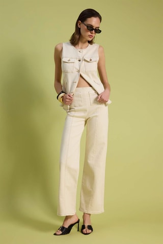 Jeans wide legs a vita alta - Bianco