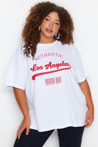 T-shirt oversize - Blanc et rouge
