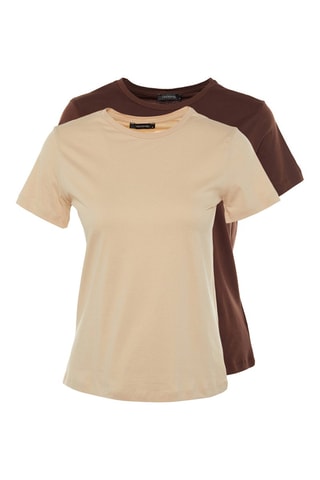 2 T-shirts - Beige et marron