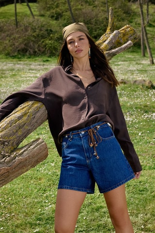 Camicia taglio ampio - Marrone