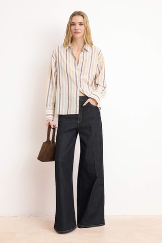 Camicia oversize - Blu, giallo e rosso