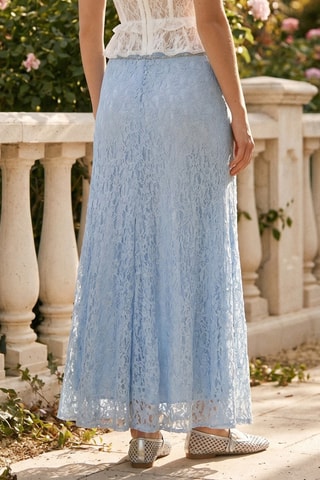 Jupe longue en dentelle - Bleu clair