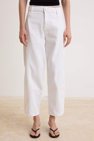 Jeans baggy a vita alta - Bianco