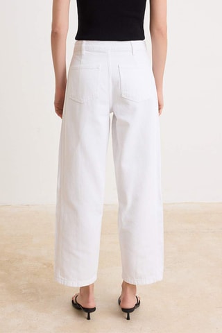 Jeans baggy a vita alta - Bianco