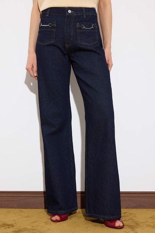 Jeans wide legs a vita alta - Blu