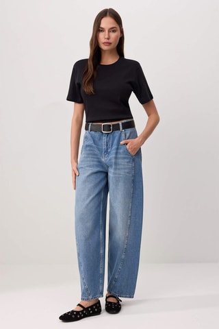 Jeans baggy a vita alta - Blu