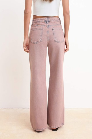 Jeans wide legs a vita alta - Rosa