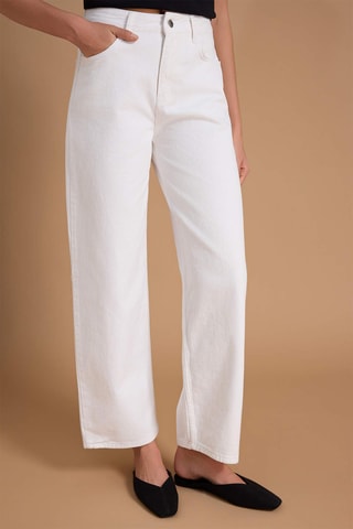 Jeans barrel a vita alta - Bianco