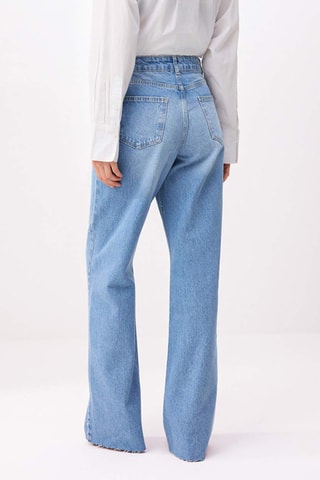 Jean wide legs taille haute - Bleu
