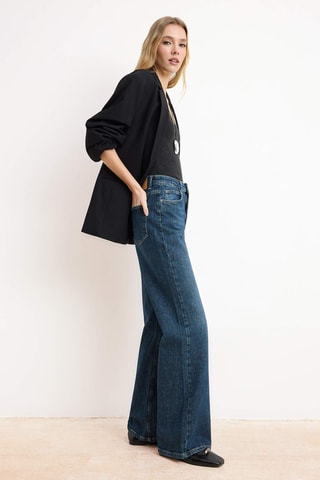 Jeans wide legs a vita alta - Blu scuro