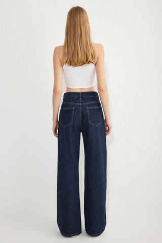 Jeans wide legs a vita alta - Blu scuro