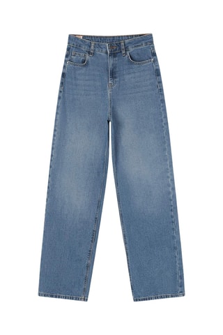 Jeans baggy a vita alta - Blu e grigio