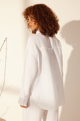 Camisa oversize de lino - Blanco