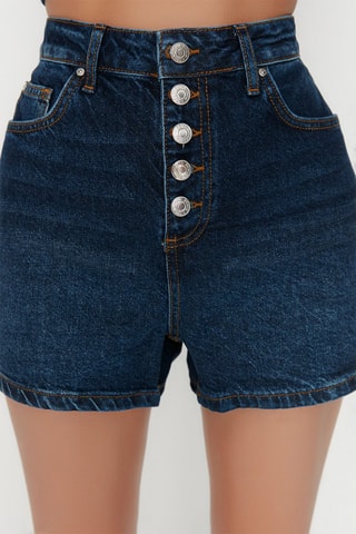 Short en jean taille haute - Bleu foncé