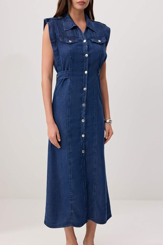 Vestido camisero vaquero - Azul oscuro