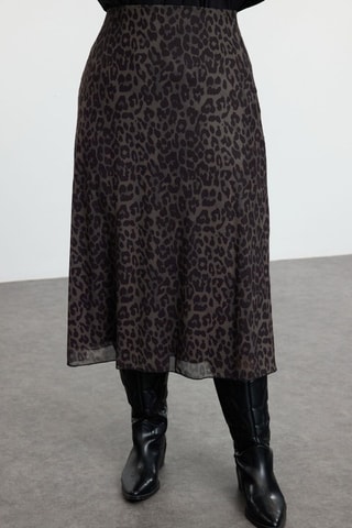 Jupe midi taille haute - Noir et vert