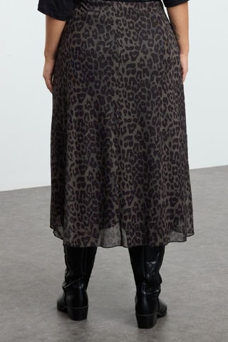 Jupe midi taille haute - Noir et vert