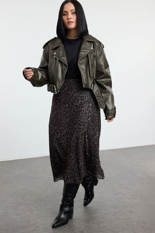 Jupe midi taille haute - Noir et vert