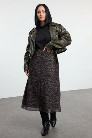 Jupe midi taille haute - Noir et vert