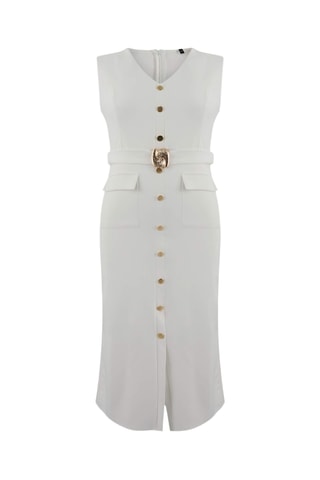 Vestido midi sin mangas - Blanco