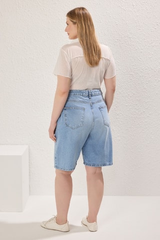 Short droit taille haute - Bleu clair