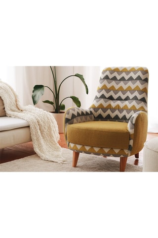 Fauteuil Zikzak - Jaune - En tissu Teddy