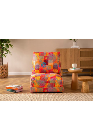 Fauteuil convertible Taida - Rouge et jaune - En tissu