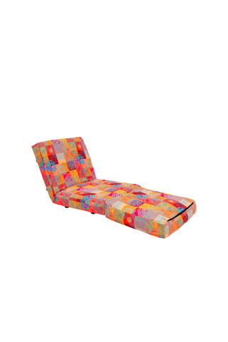 Fauteuil convertible Taida - Rouge et jaune - En tissu