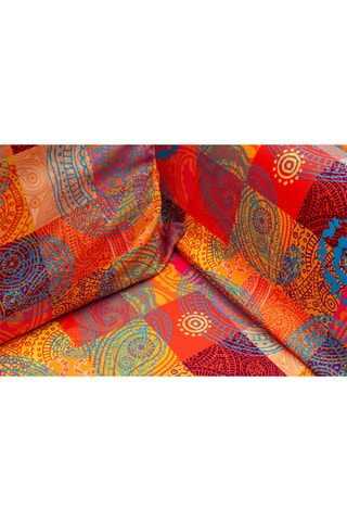 Canapé convertible - Orange et rouge - 2 places - En tissu