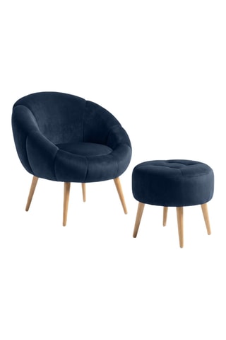 Fauteuil et pouf Lida - Anthracite - En tissu bouclette