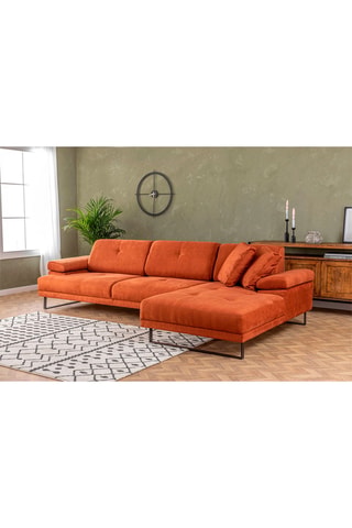 Canapé d'angle droit Mustang - Orange - 4 places - En tissu
