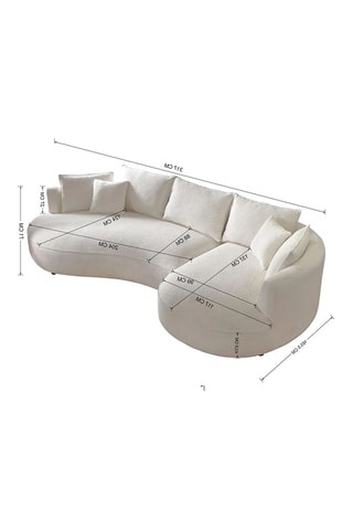 Canapé d'angle droit - Gris clair - 4 places - En tissu bouclé - 317 x 171 x 91 cm