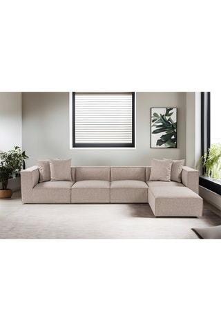 Canapé d'angle Sora -  Beige - En tissu