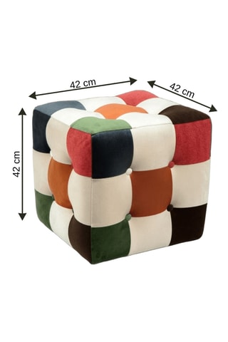 Pouf - Multicolore - En tissu velours