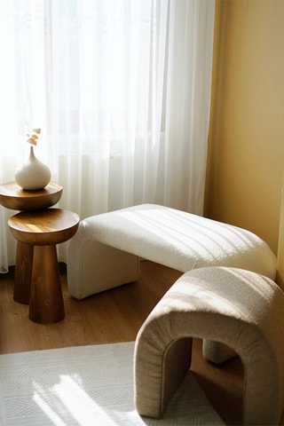 Pouf Nu Bench - Blanc - Toucher tissu bouclette