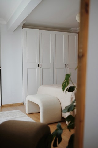Pouf Nu Bench - Blanc - Toucher tissu bouclette