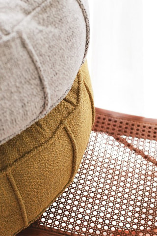 Pouf Vintage - Jaune - En tissu teddy
