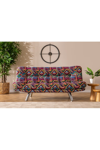Canapé convertible - Multicolore - 2 places - Tissu structuré
