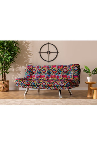 Canapé convertible - Multicolore - 2 places - Tissu structuré