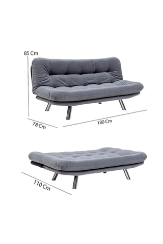 Canapé convertible - Multicolore - 2 places - Tissu structuré