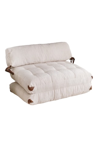 Futon convertible - Beige - 1 place - Tissu toucher velours