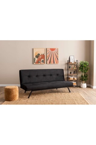 Canapé convertible - Noir - 2 places - Tissu structuré