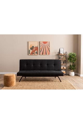 Canapé convertible - Noir - 2 places - Tissu structuré